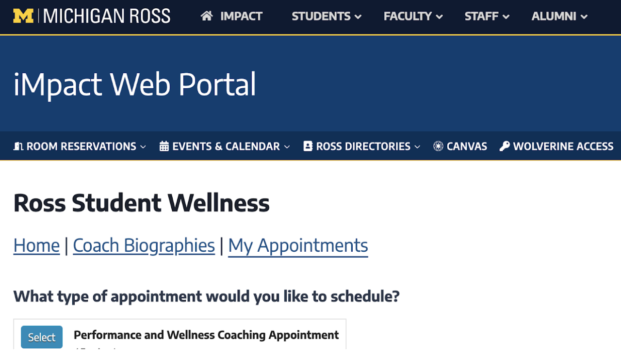 iMpact Web Portal Screenshot